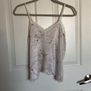 Lace Trim Floral Scallop Satin Cami Top & Shorts Night Set